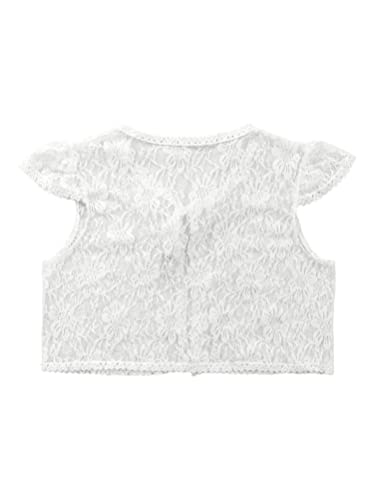 Aislor Little Girls Bolero Ruffled Short Sleeve Cap Lace Floral Top Kids Shrug Wedding Pageant Flower Dress Cover Up4