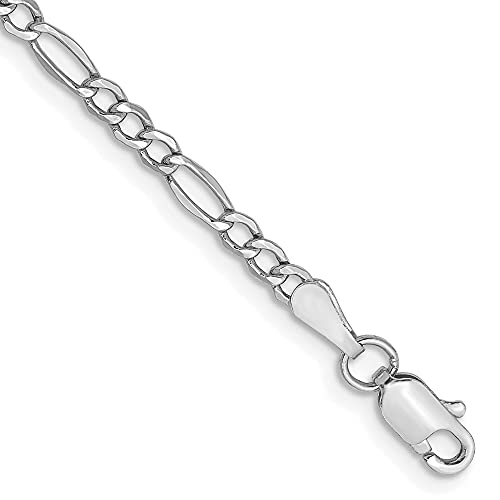 IceCarats 14K Solid White Gold 2.5mm Figaro Link Chain Anklet Summer Beach Foot Ankle Bracelet2
