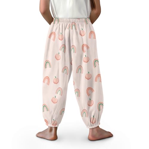 Kids Harem Pants Festive Jogger Trousers Holiday Print Lounge Elastic Bottoms for Home Yoga Play 3-10 Years3