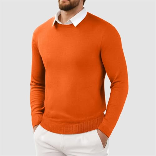 Men Crew Neck Sweater Solid Color Casual Long Sleeve Sweater Pullover Outdoor Casual Top4