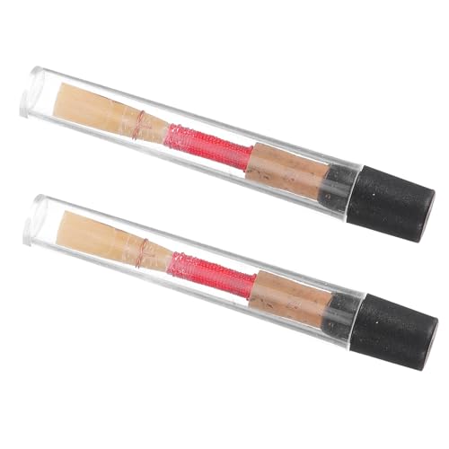 Ciieeo 2pcs Soft Oboe Reeds Natural Cane Wind Instrument Parts Replacement Reeds for Beginners Traditional Oboe Accessories in Red for Woodwind Players