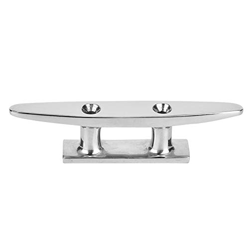 Dockklampe für Boote, 20 x 4.2cm 8in 6,3mm Gewindeloch Klampe, Klassisch Silberfarben Flache Klampe 316 Edelstahl Marine Hardware Anlegeklampe Festmacherklampe für Schiffe, Boote, Yachten