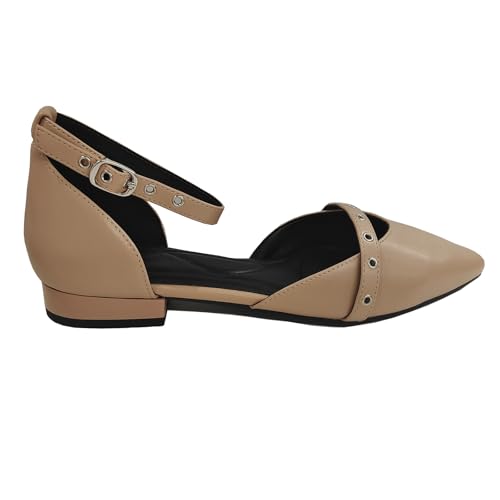 Arromic Flat Shoes for Women Pointed Toe Ankle Strap D'Orsay Flats