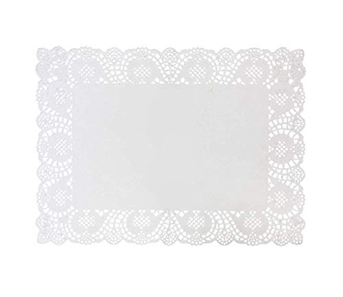 100 Pcs 14.6'' x 9.8'' White Rectangle Disposable Lace Paper Doilies Paper Placemats