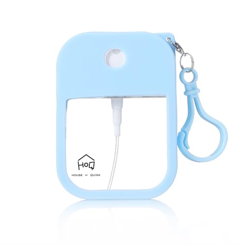 Image of House of Quirk 38ml Portable Card Spray Bottle - Refillable Perfume & Sanitizer Mist Sprayer with Hook (Blue)