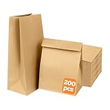 Gaoyong Bolsas Papel Kraft Bolsas Papel Kraft Para Navidad, Fiesta De Cumpleaños, Cumpleaños Infantil,Brown 200pcs 12x7 x21.5cm