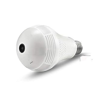 V.T.I. Wireless Panoramic Bulb 360 View IP Security Camera with Remote Monitoring and Motion Detection Security, HD 2MP Camera, Fisheye Vision