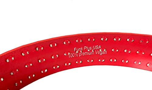 Red Three Row Pyramid Stud Belt Vegan Leather Punk Goth Alternative Usa Made (Medium) #TOP5