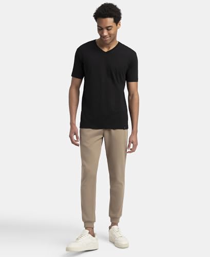 Image of Jockey AM05 Men Super Combed Cotton Rich Pique Slim Fit Jogger with Zipper Pockets