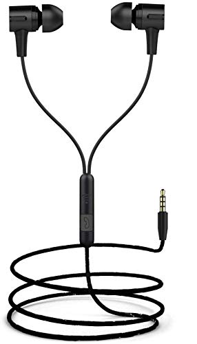 Image of Meyaar SP Durable Designed Metal Earphones Earbuds with Microphone & Deep Bass Clear Sound Noise Isolating in Ear Headphones, Ear Buds for Cell Phones, Tablet for All Smartphones (Metal Black)