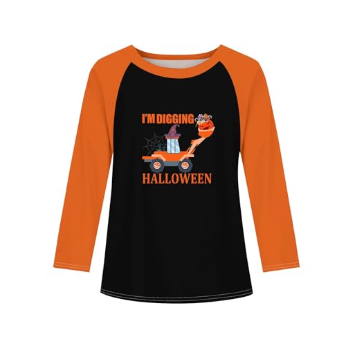 Girls Halloween Skeleton Print Long Sleeve Raglan T-Shirt Cute Graphic Fall Top for Kids Soft Casual Tee2
