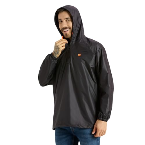 Image of ZEEL Rain Jacket For Men & Women, Unisex Polyester Pull Over Waterproof Raincoat with Hooded Full Sleeves Rainwear, Lightweight, Reusable & Packable (AZ50D)