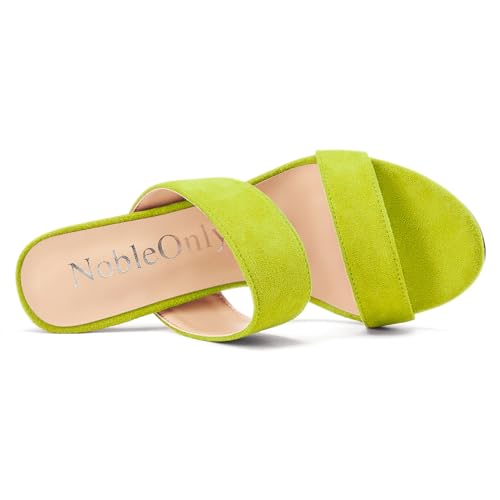 Image of NobleOnly Womens Round Open Toe Heeled Sandals Two Strap Stiletto High Heel Sandals Backless Dress Slip-on Mules Sandals 3.9 Inches Heels