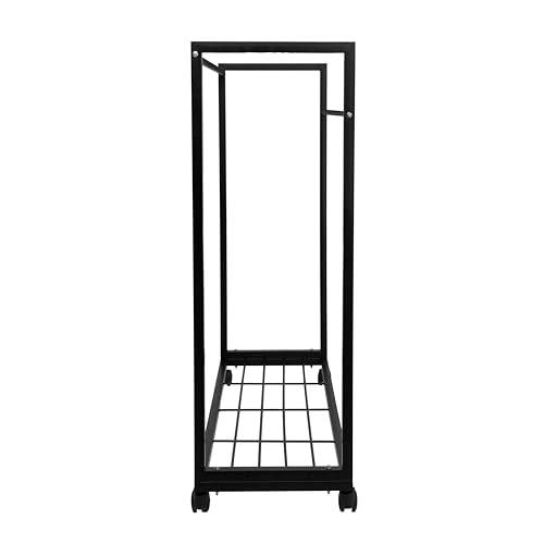 Image of DIVYA Heavy-Duty Metal Garment Rack with Bottom Storage Shelf Freestanding Clothes Stand for Bedroom, Entryway, Living Room Black