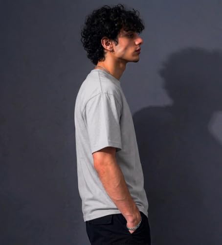 Image of Men's Round Neck Plain Oversize T-Shirt - Casual Loose Fit Cotton Wear | 100% Cotton T-Shirt |