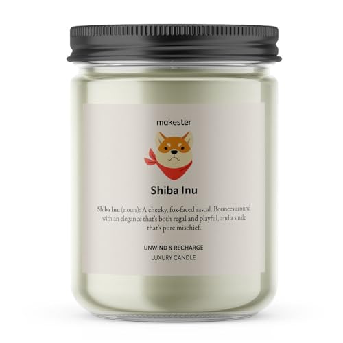 Shiba Inu Gifts - Luxury Soy Wax Candle - Vanilla, Jasmine, Sugared Almond - Makester, White, 220g - Image 2