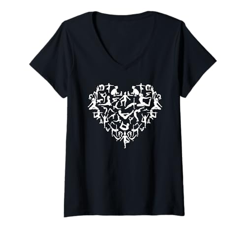 Pilates Lover Pilates Designs - Femme Pilates Coeur Pilates Pose Pilates Silhouettes Pilates T-Shirt avec Col en V