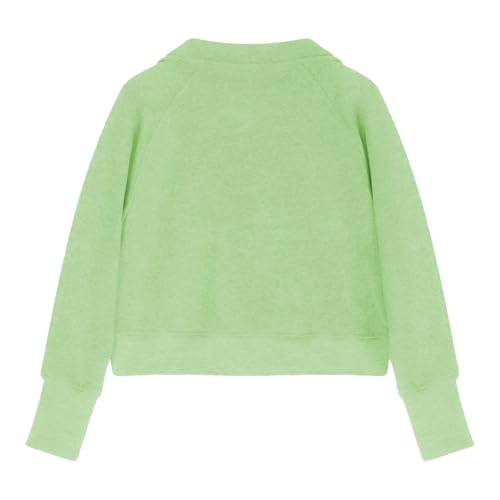 DDAPJ pyju Girls Half Ziper Collar Cropped Sweatshirts Long Sleeve Fleece Zip Up Pullover Casual Fall Spring Tops with Pocket3