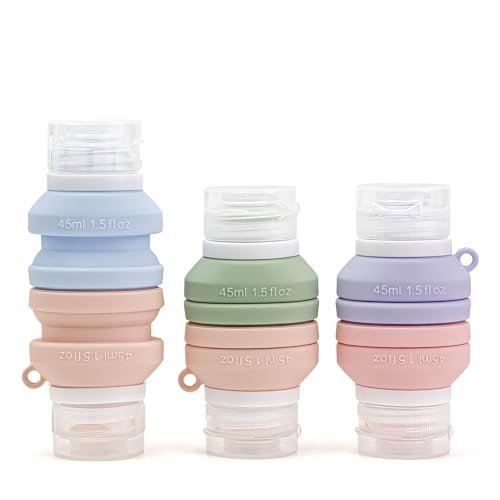 Silicone Travel Bottles for Toiletries, 3 Pack Collapsible Travel Size Containers Dual-ended Bottles...