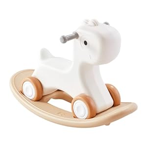 VEVOR 3 in 1 Rocking Horse for Toddlers 1-3 Years, Baby Rocking Horse with Detachable Balance Board and 4 Smooth Wheels, Support up to HDPE Material 80 lbs Kids Ride on Toy, 40° Swinging, White