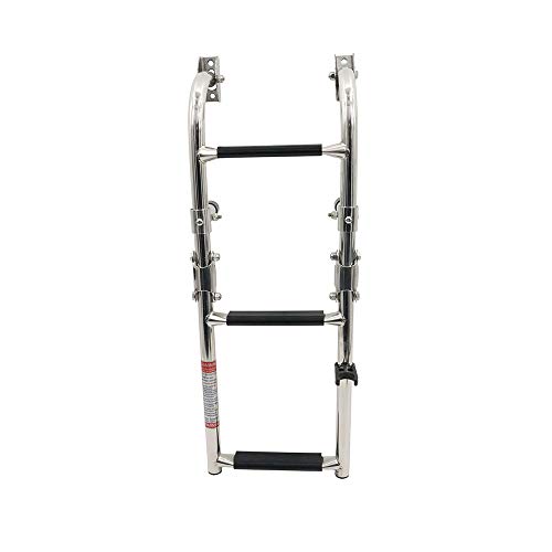 Stainless Steel 3 Step Folding Boat Ladder Polished 2+1 Step #TOP3