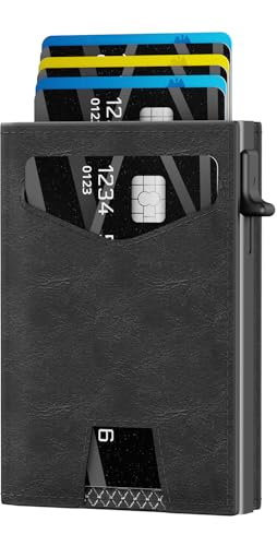 KISUEDZP Men’s Wallet with RFID Blocking | Tri-Fold Front Pocket Design | 12 Card Slots, 2 ID Windows & Cash Slot | Aluminum Card Ejector | Durable & Lightweight Men’s Accessories (Black)