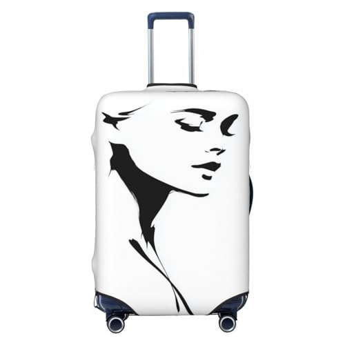 Minimalist Woman Line Art Elastic Travel Luggage Covers Dustproof Scratch-Resistant Suitcase Protector Fit 22-24 Inch