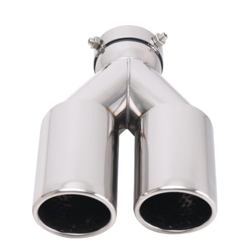 Silencieux d'échappement double embout de queue en acier inoxydable universel 63mm-70mm