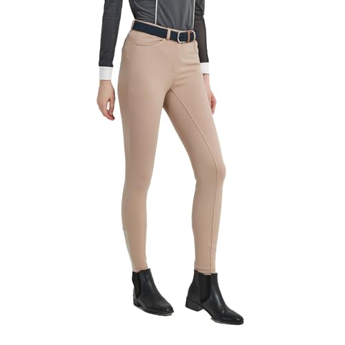 HR Farm Women's Full Seat Silicone Grip Breeches Horse Riding Jodhpurs (1 Beige, 32)