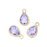 Adabele 10pcs Grade A June Alexandrite Purple Birthstone Charm 11x7mm Small Teardrop Briolette Crystal Pendant Drop Bead 18K Yellow Gold Plated For DIY Craft Jewelry Making CCP14-6