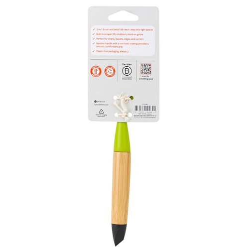 Image of Full Circle Micro Manager, Deep Cleaning Brush for Crevices, Shower, & Grout, Tough Bristles, Sustainable Bamboo Handle, Green