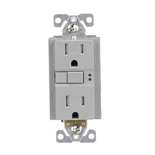 Eaton Gfci Self-Test 15A -125V Tamper Resistant Duplex Receptacle With Standard Size Wallplate, Gray #TOP12