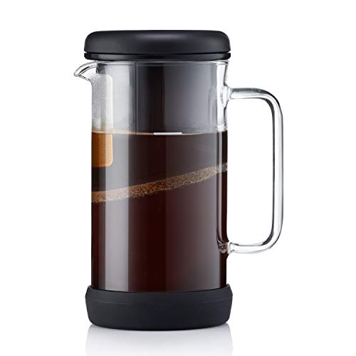 Barista & Co Manual, cafetera especial, infusor de café y té 4 en 1 con vaso de vidrio borosilicato, filtro de metal y…