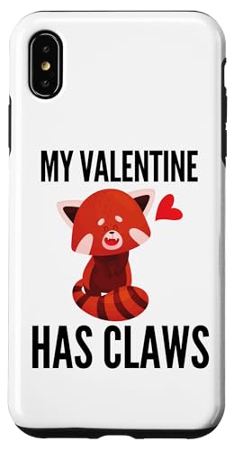 My Valentine Has Claws Red Panda Funny Valentines Bear Fun �X�}�z�P�[�X iPhone XS Max �p