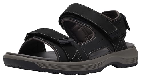 Clarks Men's Guideview Trek Sport Sandal, Black Leather, 10