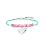 Thomas Sabo Damen-Armband Love Bridge Herz 925 Sterling Silber Nylon pink Länge von 15 bis 18 cm LBA0080-814-9-L19,5v