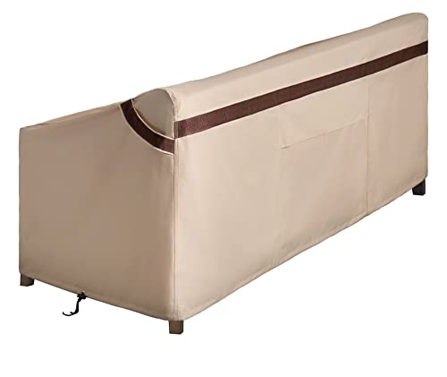 Patioasis Patio Sofa Cover Waterproof 87 Inch Heavy Duty Outdoor Furniture Loveseat Cover With Air Vent Uv Resistant Tear Resistant Beige/Brown Heavy Duty Large High Back Outside Loveseat Covers #TOP4