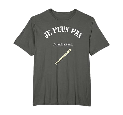 RED T-Shirt Je peux pas, j'ai flûte à bec. Musical-Flûte T-Shirt Noir Unisex Adulte Taille Normale Small