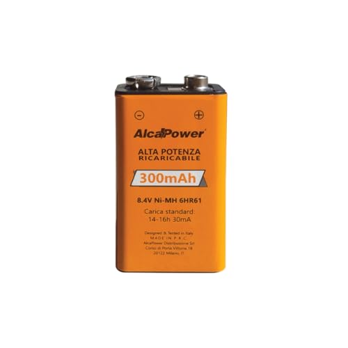 ALCAPOWER Batteria Ricaricabile accumulatore Ni-MH Quadro 9v 300mAh 202003