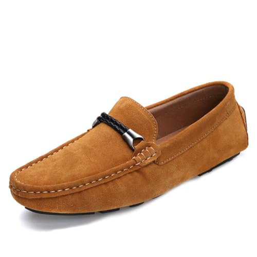 Mocasines para hombre transpirables con suela plana de cuero confortable