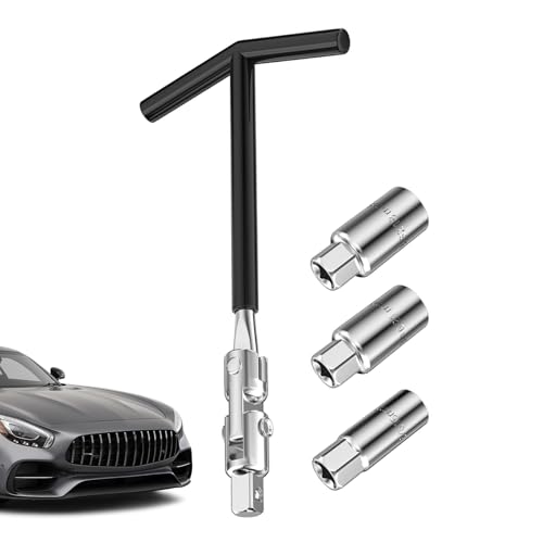 Volante de bujía con mango en T - Acero de fibra de carbono Mango en T Herramienta de socket de bujía - Herramienta de reparación de vehículos ligera para automóviles, caravanas, motocicletas y