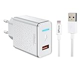 Pack économique 2 en 1 chargeur DrPhone 12 W et câble Lightning. - Câble Lightning 1 mètre - Câble Lightning 2 mètres Kit complet pour recharger votre iPad ou autre iDevice avec connecteur Lightning. Le chargeur combiné avec le câble est en fait indispensable pour tout iPad et compatible avec les utilisateurs d'iPhone. Compatible avec tous les iPad et compatible avec les modèles d'iPhone avec prise 8 broches. Caractéristiques : - Puissant et compact - Adaptateur inclus - Charge rapide et sûre - Batterie