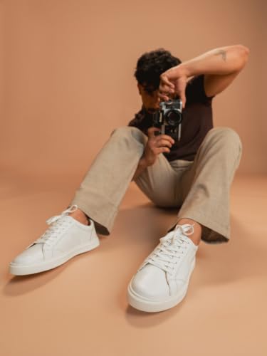 Image of Thomas Crick Men's Theo Genuine Leather Sneakers | Premium Smart Casual Lace-Up Shoes with Cushioned Collar & Anti-Slip Rubber Sole, UK Size 6-11