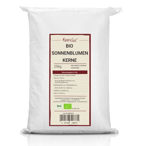 Kamelur 25kg graines de tournesol décortiquées BIO - graines de tournesol de haute qualité pour la pâtisserie et autres - graines de tournesol en vrac