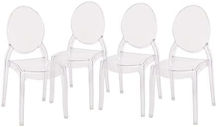 Flash Furniture Set of 4 Extra Wide Resin Ghost Chairs with 700 LB. Weight Capacity - Clear Kitchen and Dining Room Chair - Acrylic Event Chair for Indoor/Outdoor Use