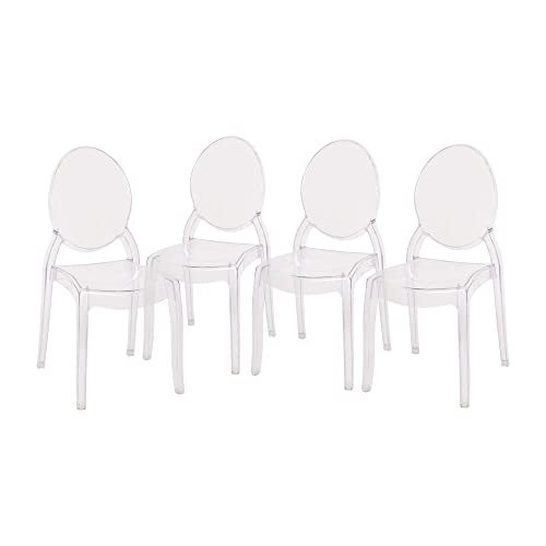 Flash Furniture Set Of 4 Extra Wide Resin Ghost Chairs With 700 Lb. Weight Capacity - Clear Kitchen And Dining Room Chair - Acrylic Event Chair For Indoor/Outdoor Use #TOP9
