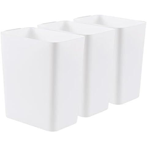 Bblina 3 Packs 4.5 Gallon Plastic Wastebasket, Open-top Trash Can, White Cover