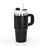 14 Oz Tumbler with Handle Stainless Steel Double Layer Insulated Mug,Reusable Stainless Steel Kids Water Bottle,Gifts for Kids Tumblers(Black)