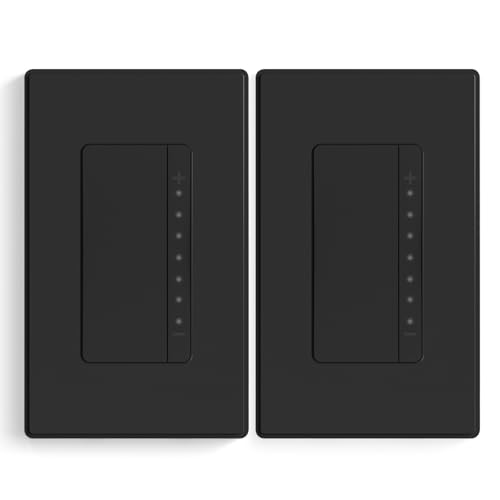 ELEGRP Dimmer Switch, Digital Dimmer Light Switch for LED Lights 150W, INC/HAL 450W, 3 Way LED Dimmer Switch, Needs Neutral Wire, Wall Plate Included, UL Listed, 2 Pack, Matte Black
