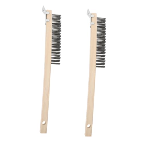 SOLUSTRE Outdoor Pizza Oven Accessories 2pcs Pizza Brush Grill Brush Wooden Handle Easy Replacement for Cleaning